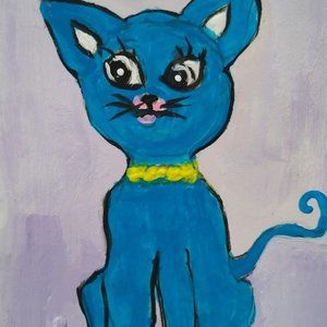 ACEO ART CARD "Blue Cat"